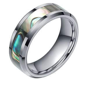 Elegant Green Abalone Inlay Tungsten Carbide Ring for Men