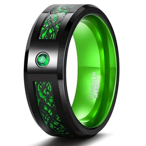 Celtic Dragon Tungsten Eternity Rings with Cubic Zirconia for Couples Tigrade - Men's Rings