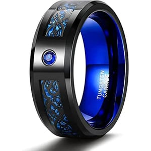 Celtic Dragon Tungsten Eternity Rings with Cubic Zirconia for Couples