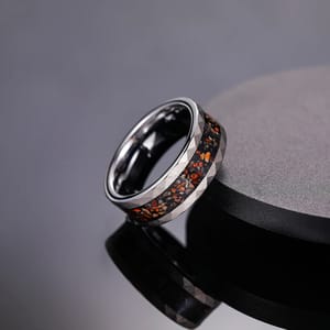 8mm Tungsten Wedding Band with Dinosaur Bone & Metal Slag Tigrade - Men's Rings 3