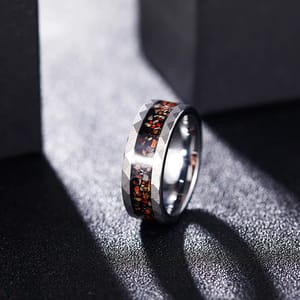 8mm Tungsten Wedding Band with Dinosaur Bone & Metal Slag Tigrade - Men's Rings 4