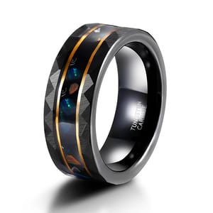 Tungsten Wedding Band with Opal & Metal Slag Inlay