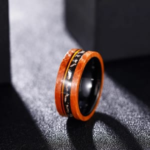 8mm Tungsten Ring with Olive Wood and Guitar String Inlay Tigrade - Men's Rings 2