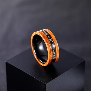 8mm Tungsten Ring with Olive Wood and Guitar String Inlay Tigrade - Men's Rings 3