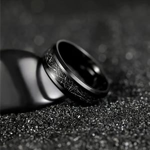 Men's 8mm Black Titanium Wedding Band with Beveled Edges Tigrade - Men's Rings 1