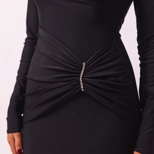 Sculpted Long Sleeve Maxi Dress with Ruched Detailing