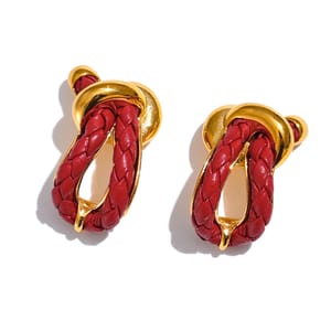 Stylish Geometric Hollow Leather Knot Stud Earrings for Women