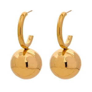 Elegant Stainless Steel Round Ball Drop Huggie Earrings for Women
