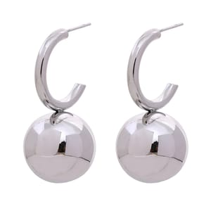 Elegant Stainless Steel Round Ball Drop Huggie Earrings for Women