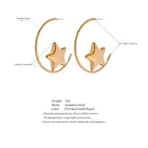 Trendy Stainless Steel Round Star Huggie Earrings for Women Trendy Stainless Steel Round Star Huggie Earrings for Women
