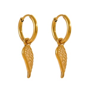 Trendy Stainless Steel Wing Huggie Hoop Earrings for Women