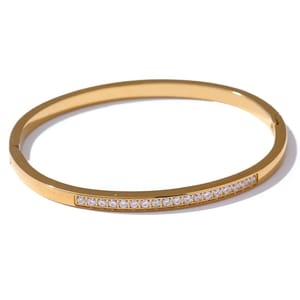Elegant 60mm Cubic Zirconia Bangle Bracelet in Stainless Steel Elegant 60mm Cubic Zirconia Bangle Bracelet in Stainless Steel
