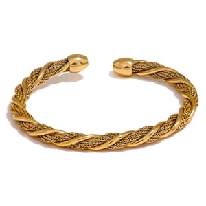 Waterproof Stainless Steel Twisted Cuff Bracelet for Women