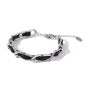 Trendy Leather and Stainless Steel Chain Bracelet for All
