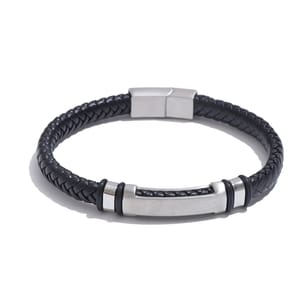 Handmade Vintage Stainless Steel Black Leather Braided Men’s Bracelet Handmade Vintage Stainless Steel Black Leather Braided Men’s Bracelet