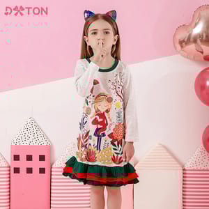 Adorable Floral Print Cotton Dress with Ruffles for Girls