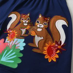 Charming Winter Dress for Girls with Squirrel Cartoon Design Charming Winter Dress for Girls with Squirrel Cartoon Design