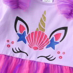 Whimsical Ruffle Princess Dress for Girls with Unicorn Design Whimsical Ruffle Princess Dress for Girls with Unicorn Design