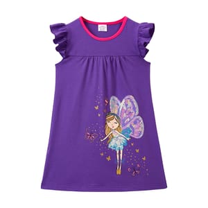 Charming Summer Casual Butterfly Sequined Dress for Little Girls