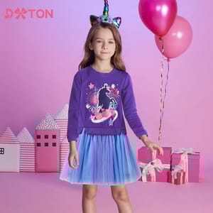 Charming Winter Dress for Girls with Heart Patchwork Design Charming Winter Dress for Girls with Heart Patchwork Design