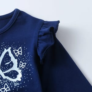 Cozy Winter Dress for Girls with Squirrel & Butterfly Design