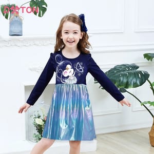 Cozy Winter Dress for Girls with Squirrel & Butterfly Design