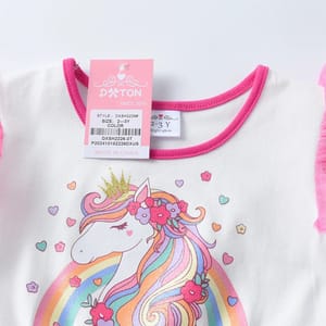 Girls Unicorn Rainbow Print Princess Party Dress for Summer Girls Unicorn Rainbow Print Princess Party Dress for Summer