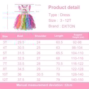 Girls Unicorn Rainbow Print Princess Party Dress for Summer Girls Unicorn Rainbow Print Princess Party Dress for Summer