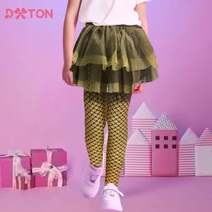 Girls' Legging Skirt-Pants with Elastic Waist and Spliced Design Girls' Legging Skirt-Pants with Elastic Waist and Spliced Design