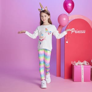Adorable Mermaid Print Cotton Leggings for Girls – All-Season Comfort Adorable Mermaid Print Cotton Leggings for Girls – All-Season Comfort