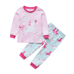 Adorable Unicorn Print Cotton Pajama Set for Girls