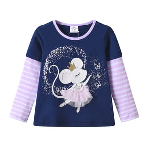Comfortable 2-Piece Girls Pajama Set with Fun Mouse Design