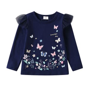 Autumn Winter Girls Cotton Butterfly Print Tops & Pants Set Autumn Winter Girls Cotton Butterfly Print Tops & Pants Set