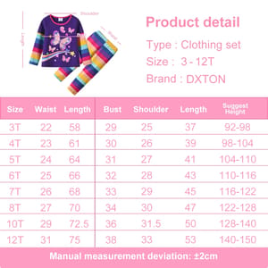 Stylish Butterfly Print Long Sleeve Set for Girls, Casual T-shirt and Pants Dxton - Kids's Pyjama Sets 5