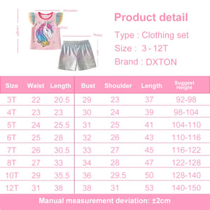 Summer Unicorn Clothing Set for Girls with Flying Sleeve Tops and Casual Pants