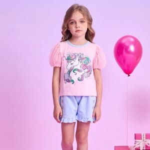Fun and Comfortable Summer Clothing Set for Girls, T-Shirt & Shorts