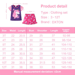 Unicorn Floral Summer Clothing Set for Girls, Casual 2-Piece Outfit Unicorn Floral Summer Clothing Set for Girls, Casual 2-Piece Outfit