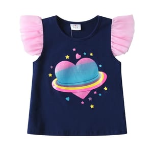 Summer Girls Clothing Set with Heart Print Tutu Skirt