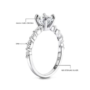 Elegant 3CT Sterling Silver Oval Cut Zirconia Engagement Ring