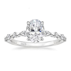 Elegant 3CT Sterling Silver Oval Cut Zirconia Engagement Ring