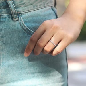 Elegant 925 Sterling Silver Wedding Band with Cubic Zirconia Design Tigrade - Women's Rings 2