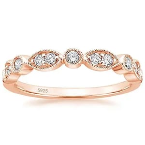 Elegant 925 Sterling Silver Wedding Band with Cubic Zirconia Design