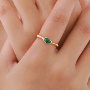 Exquisite Waterdrop Peacock Stone Ring for Women and Girls Tigrade - Women's Rings 1