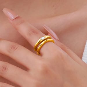 Stylish Double-Layer Zircon Ring for Women, Geometric Design Tigrade - Women's Rings 2