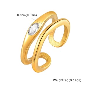 Stylish Double-Layer Zircon Ring for Women, Geometric Design Tigrade - Women's Rings 4