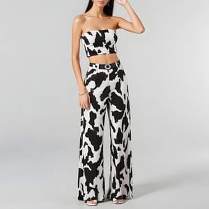 Stylish Off-Shoulder Summer Full-Length Printed Set for Women