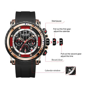 Men's Luxury Sports Chronograph Watch with Silicone Strap and Waterproof Features Men's Luxury Sports Chronograph Watch with Silicone Strap and Waterproof Features