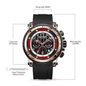 Men's Luxury Sports Chronograph Watch with Silicone Strap and Waterproof Features Men's Luxury Sports Chronograph Watch with Silicone Strap and Waterproof Features