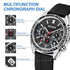 Men's Multifunction Sports Watch with Chronograph and Waterproof Features Men's Multifunction Sports Watch with Chronograph and Waterproof Features