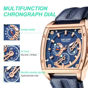 Luxury Chronograph Watch for Men with Leather Band and Large Dial